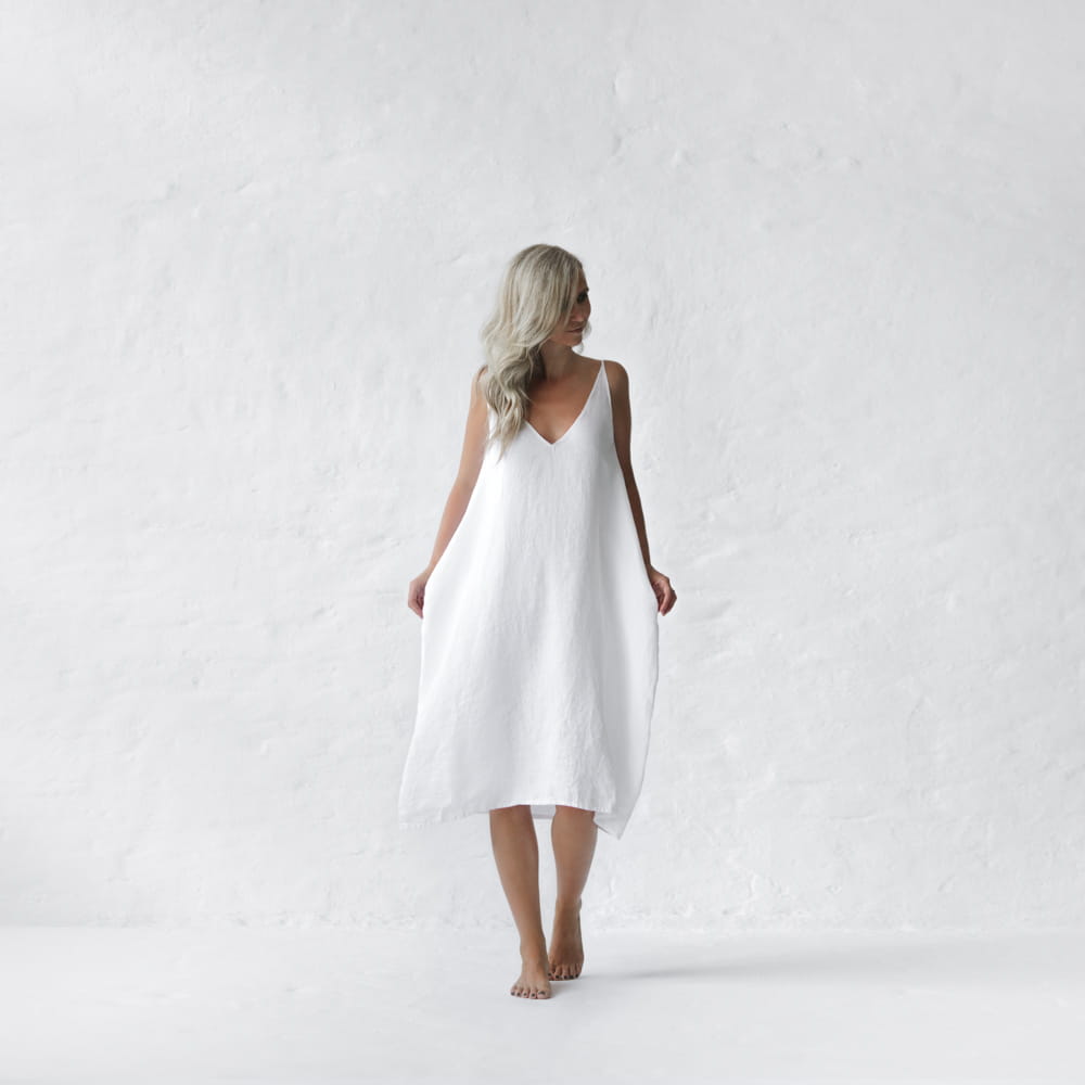 Nanami Midi Linen dress | White