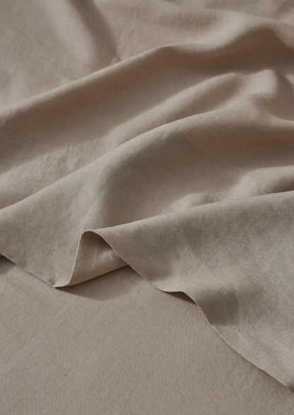 French Flax Linen Flat Sheet | Sandy Beige