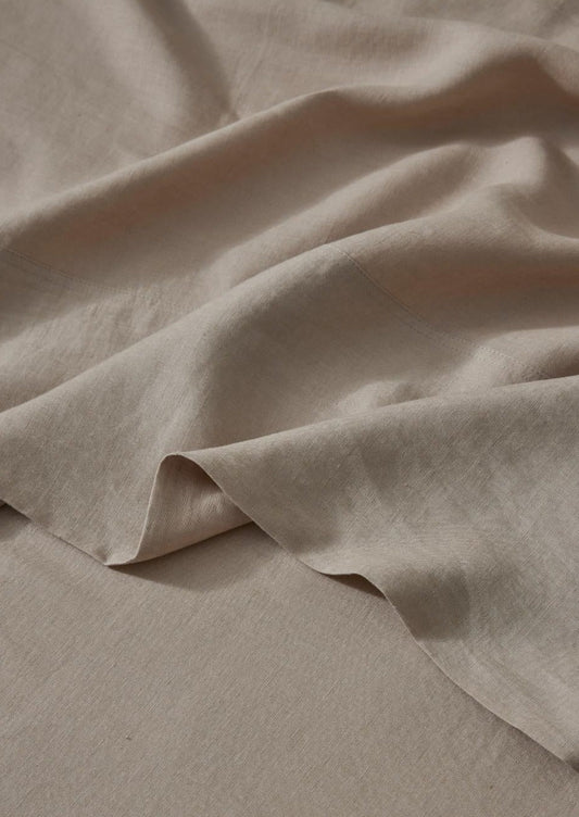 French Flax Linen Flat Sheet | Sandy Beige