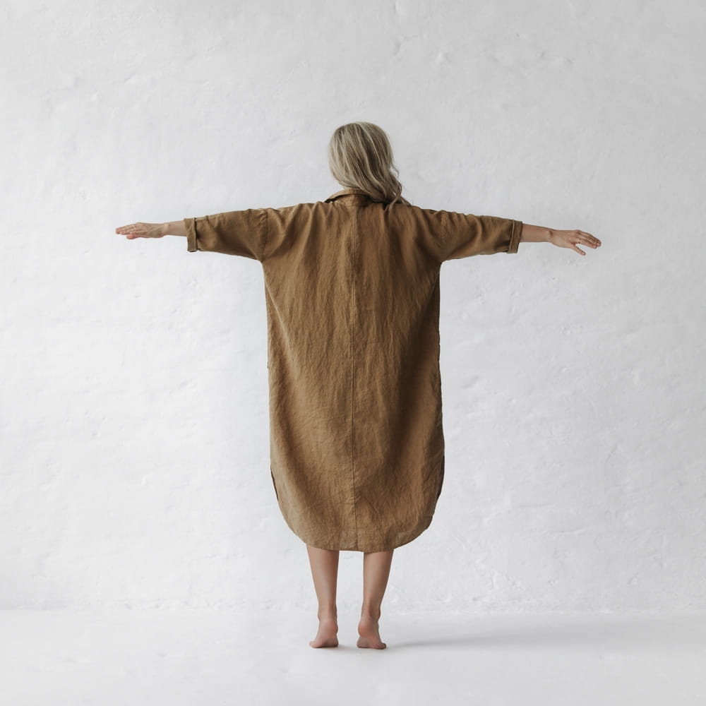Linen shirt dress | Beige