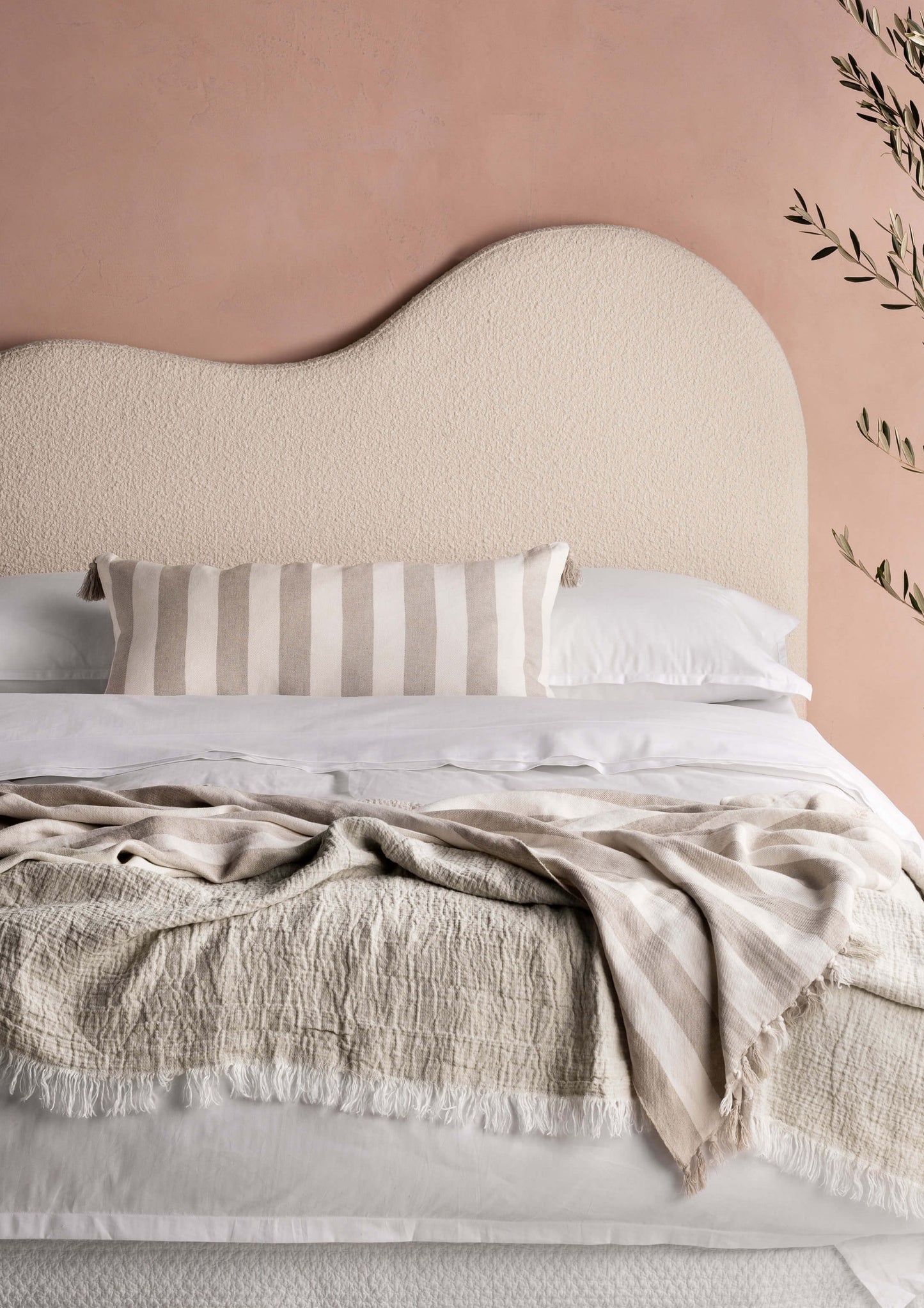Beige Linen Throw | Stripe