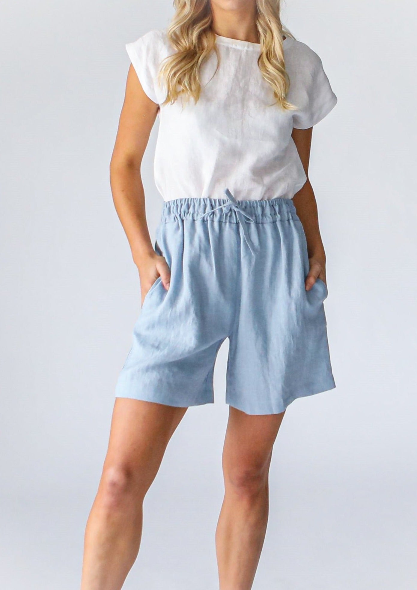 Linen Shorts | Pale Blue