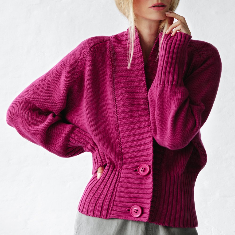 Knit Cardigan | Fuchsia