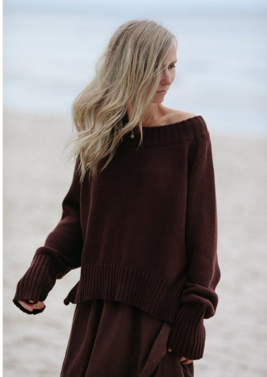 Boatneck Sweater | Brown