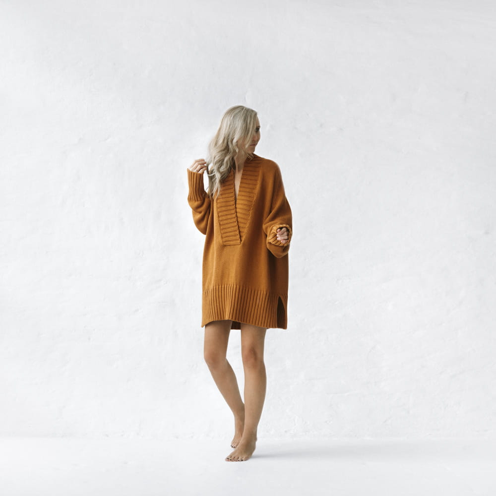 Crew Neck Sweater | Mustard -35% OFF