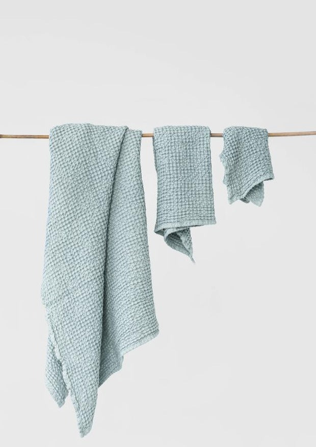 Linen Waffle Towel Set | Dusky Blue (Set of 3)