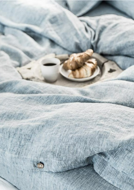 Chambray Blue Linen Duvet cover Set | Made in Europe