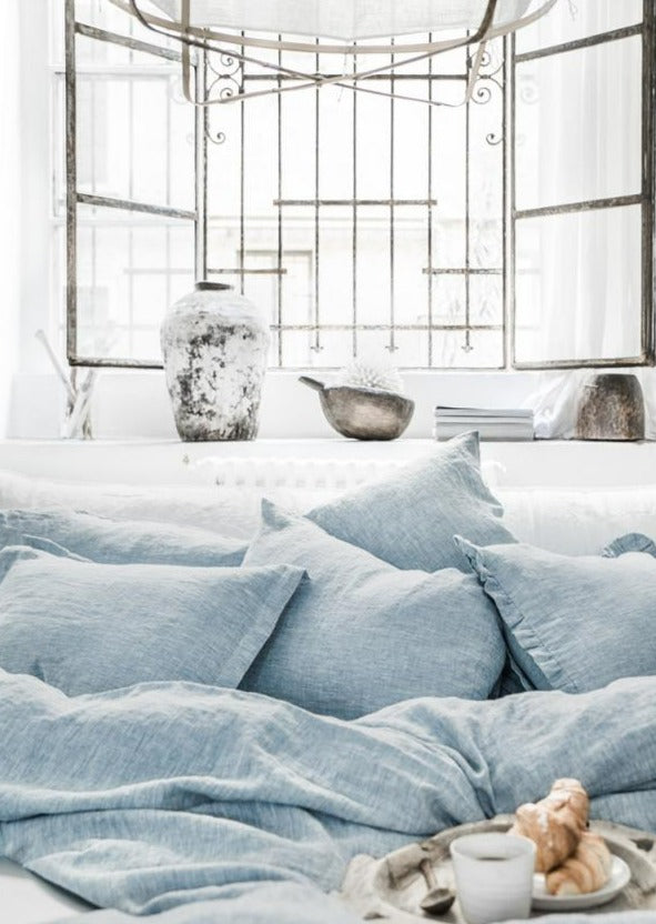 Chambray Blue Linen Duvet cover Set | Made in Europe