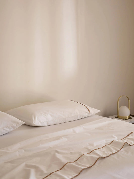 Egyptian Cotton Grosgrain Sheet Set | Caramel