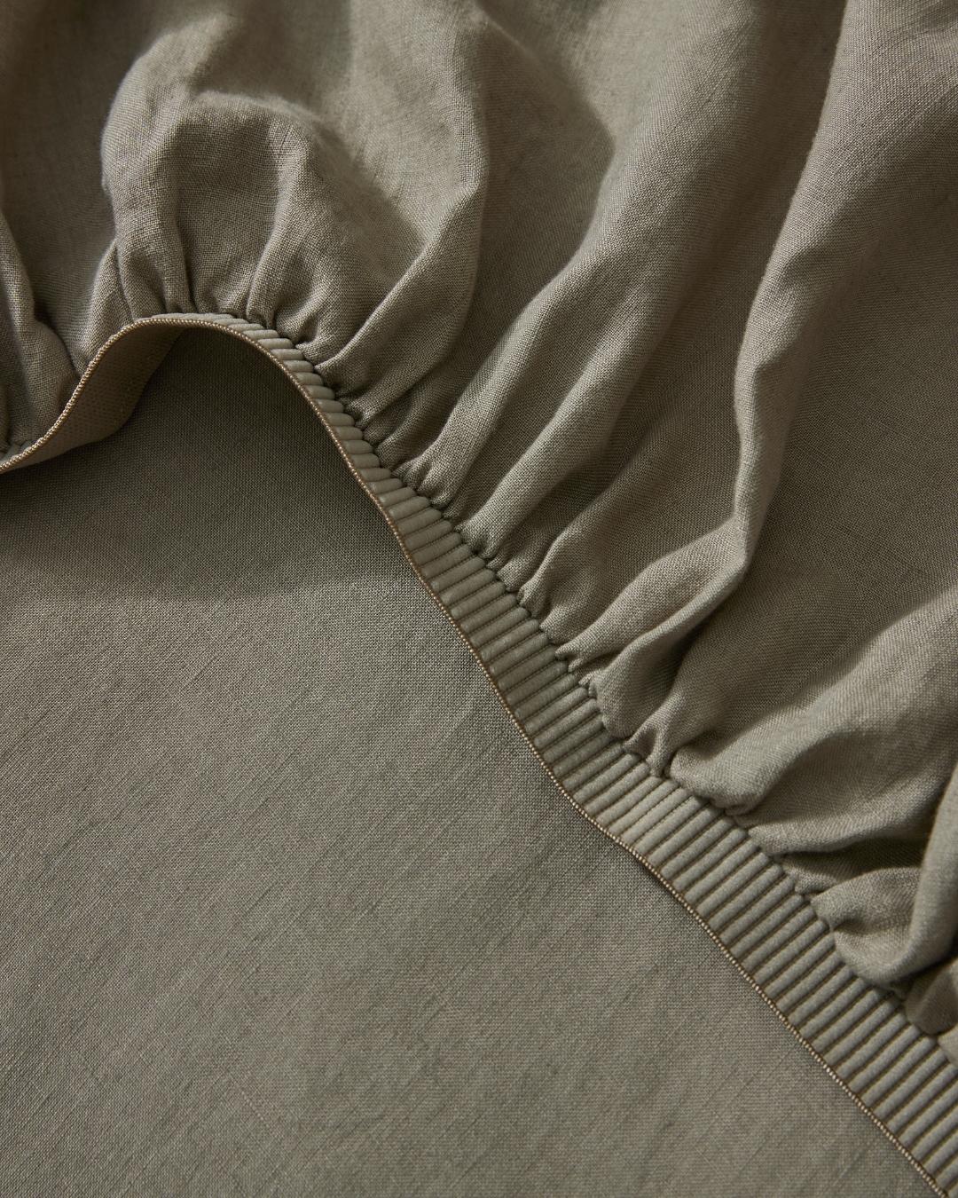 French Flax Linen Fitted Sheet | Caper