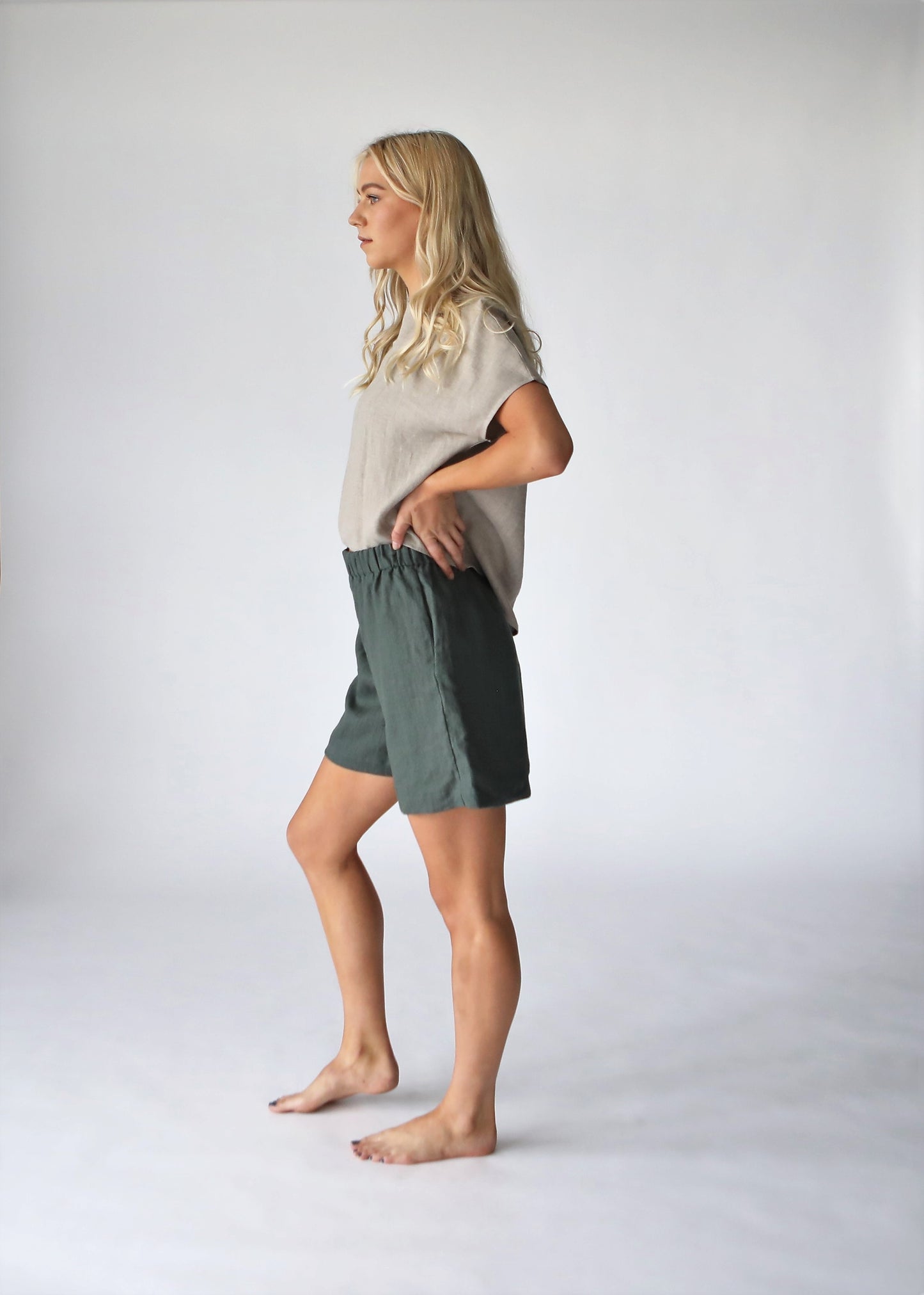 Linen Shorts | Dark Green