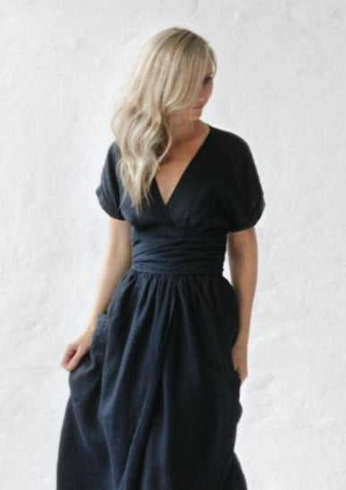 Kimono linen dress  | Navy