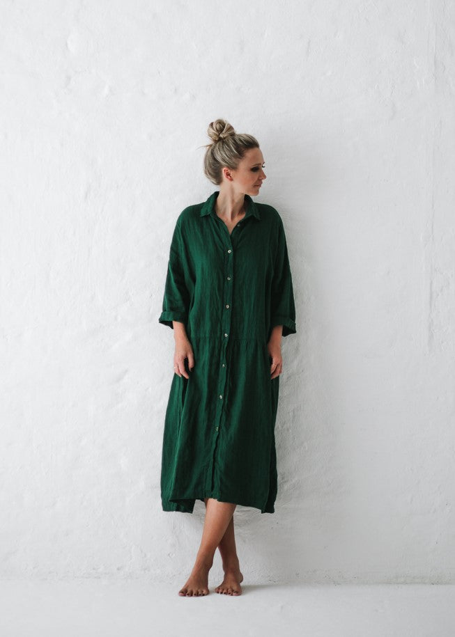 Oversized Linen Dress Green – The Foxes Den