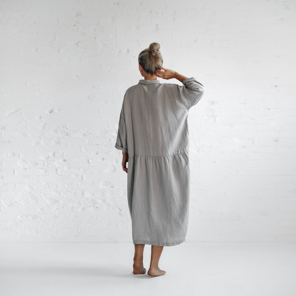 Oversized Linen Dress | Light Grey