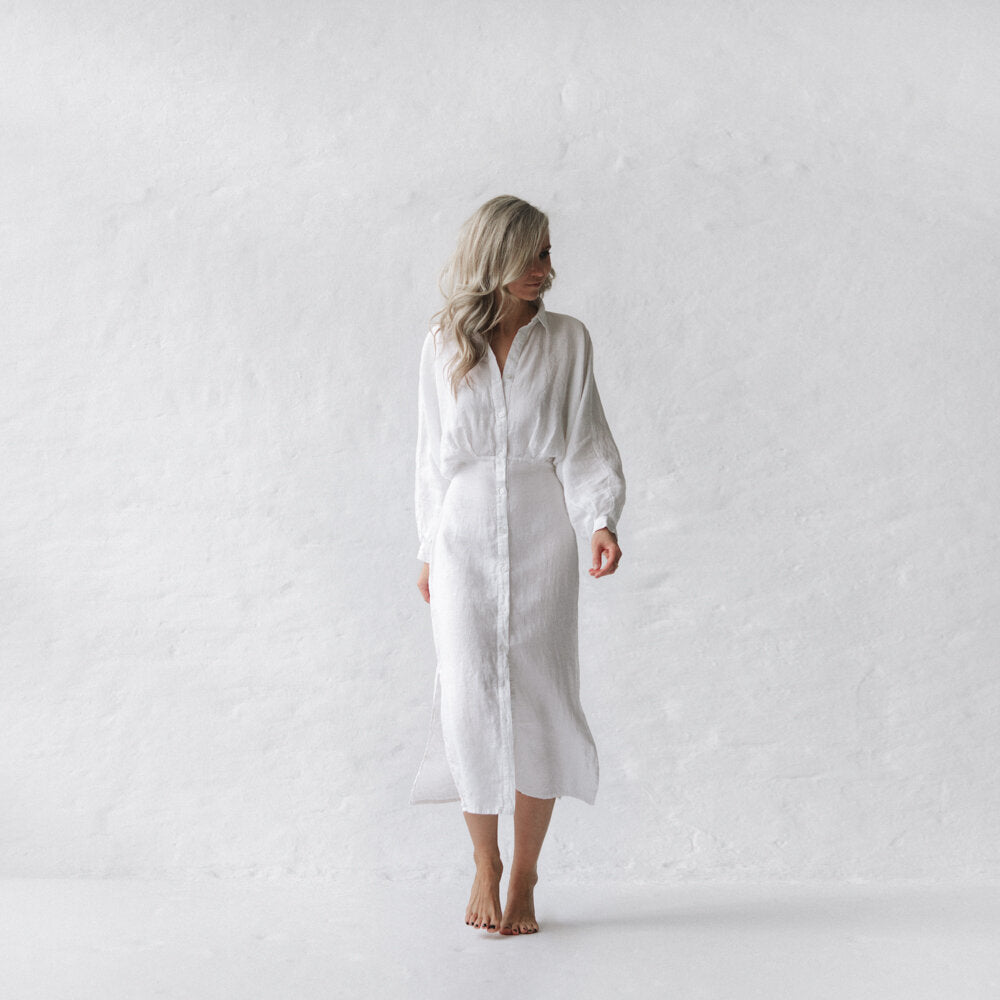 Nea Linen Dress | White