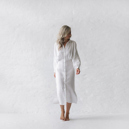 Nea Linen Dress | White