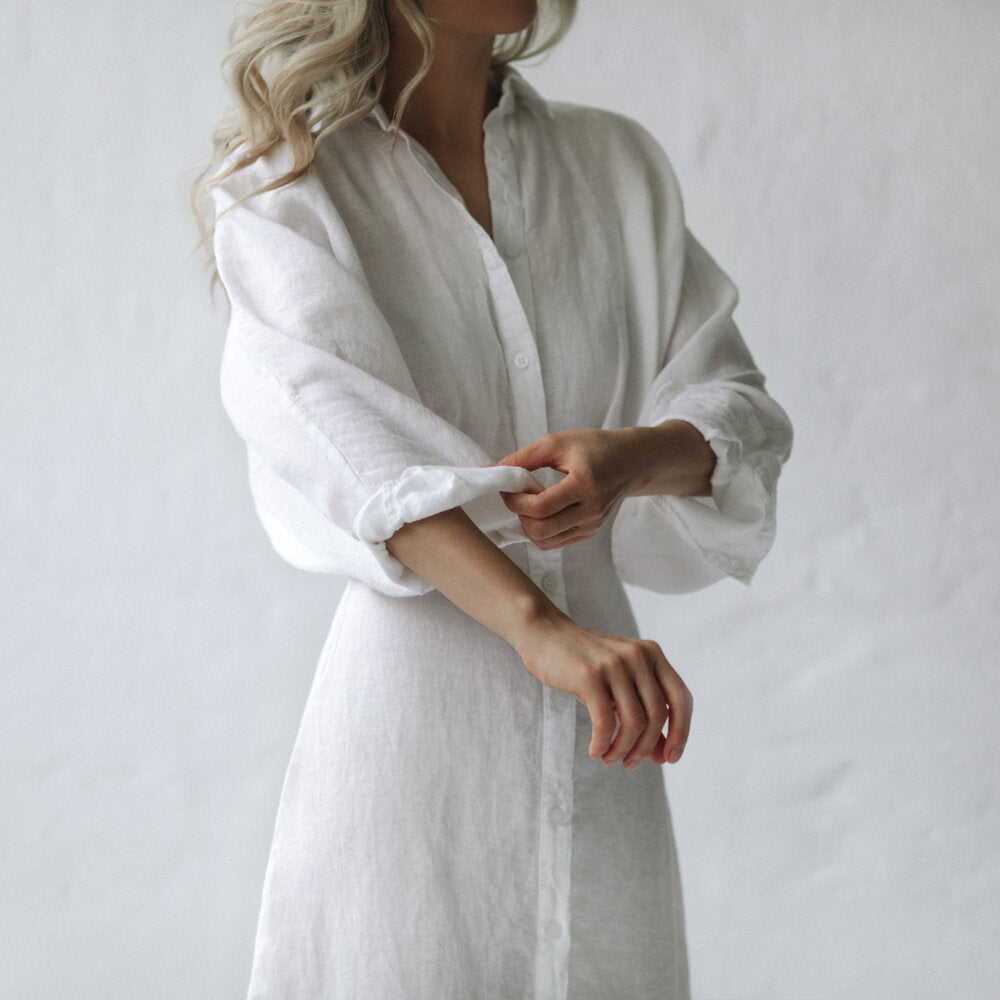 Nea Linen Dress | White