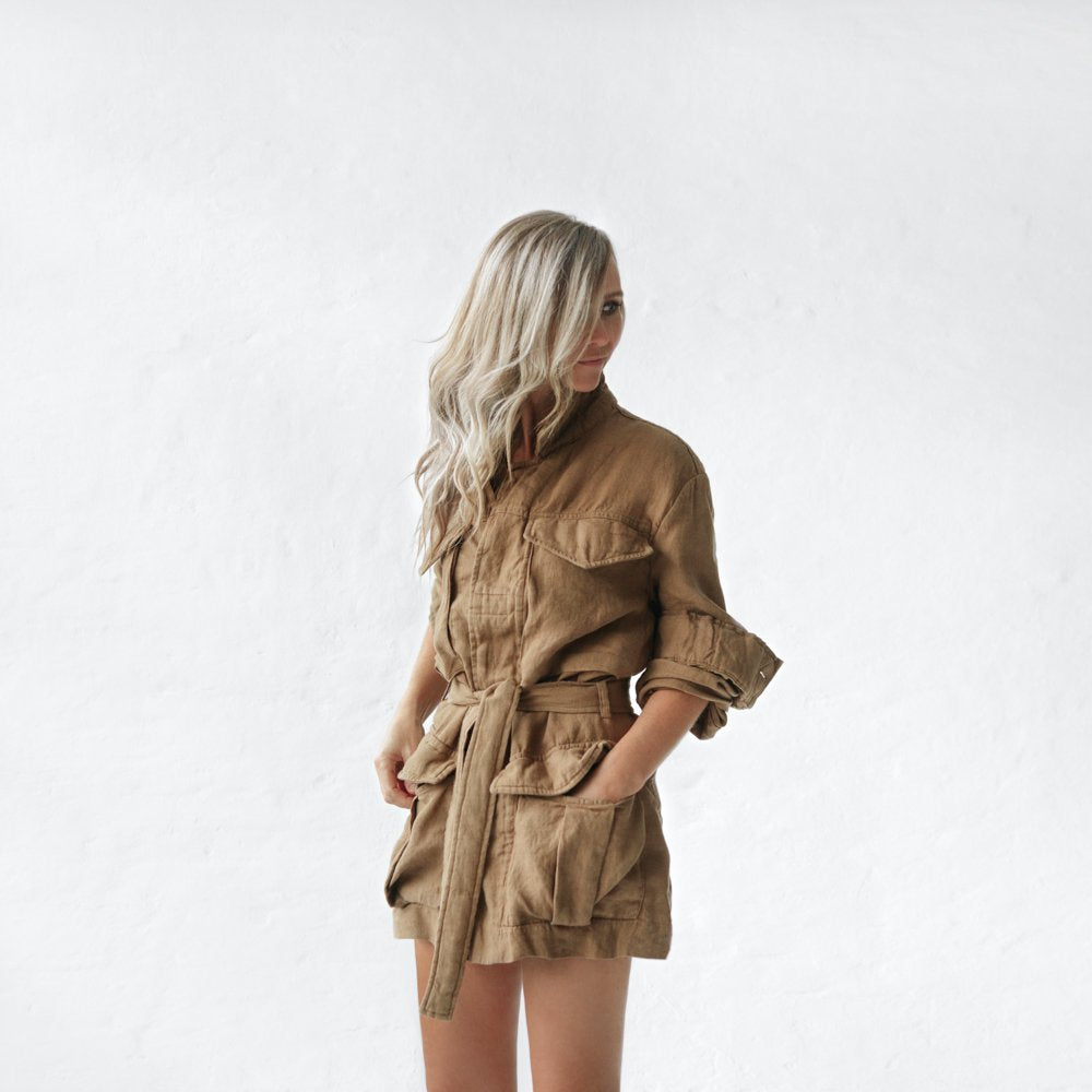Linen Utility Jacket | Beige