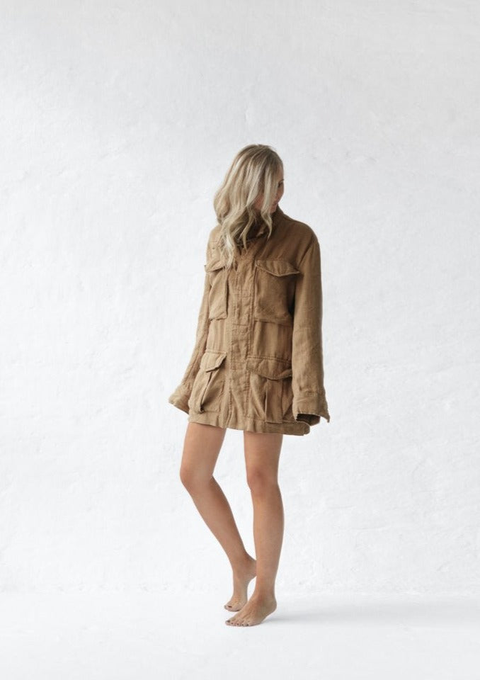 Linen Utility Jacket | Beige