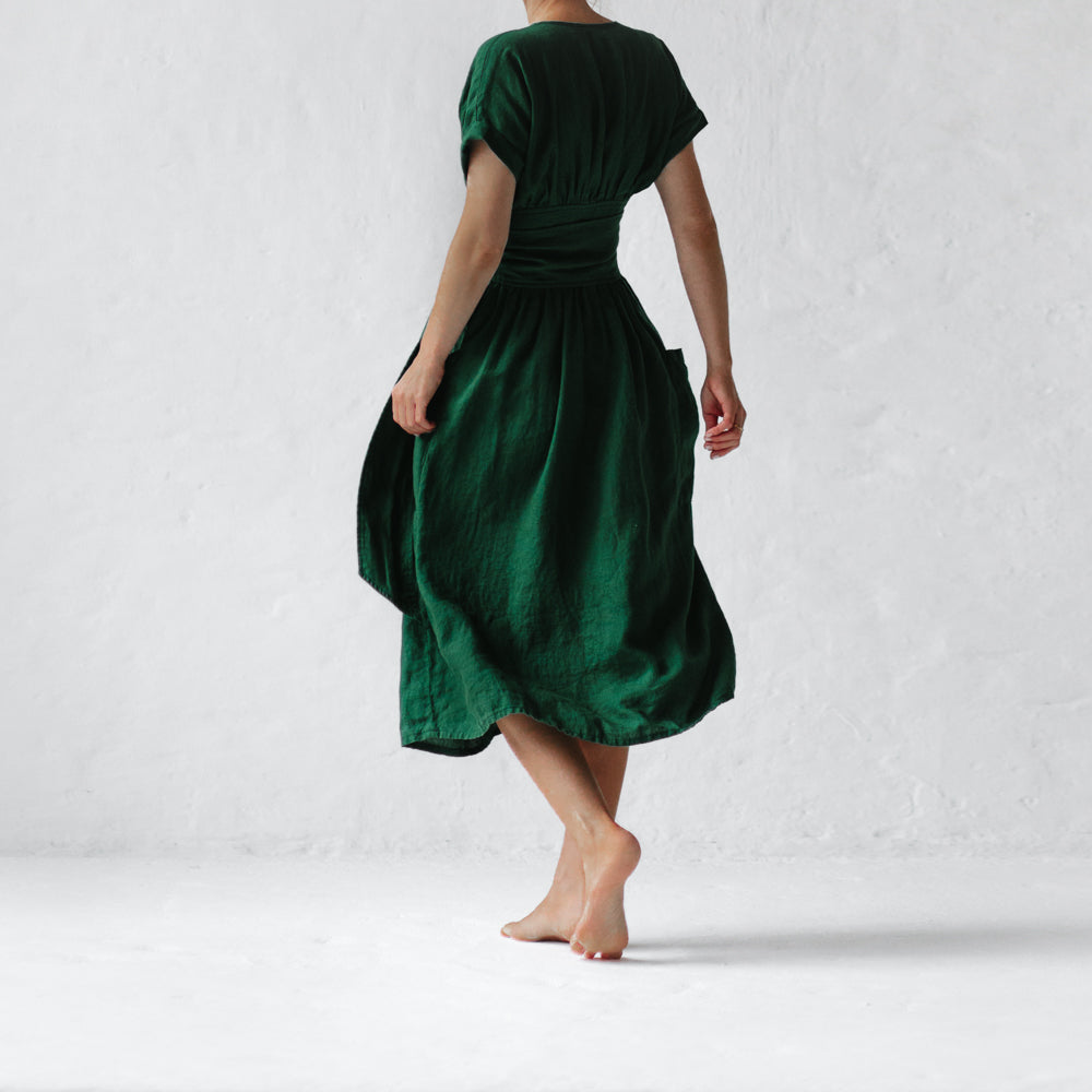 Kimono linen dress  | Green