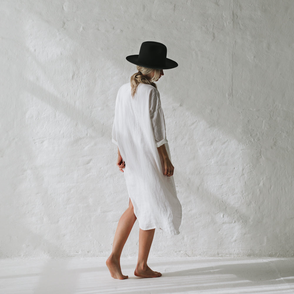 Linen shirt dress | White