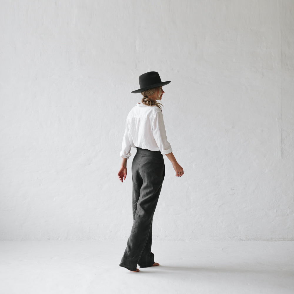 Linen Wrap Pants | Black