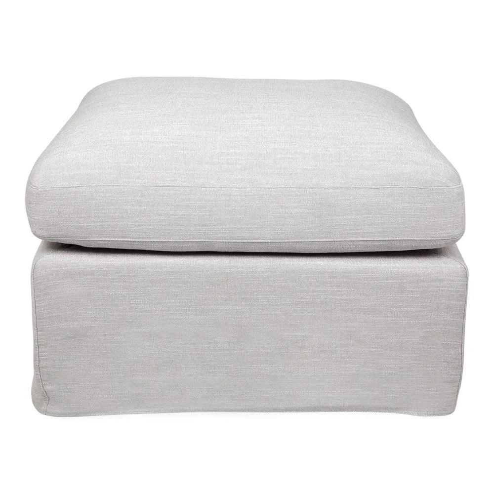 Linen Slip Cover Ottoman | Grey
