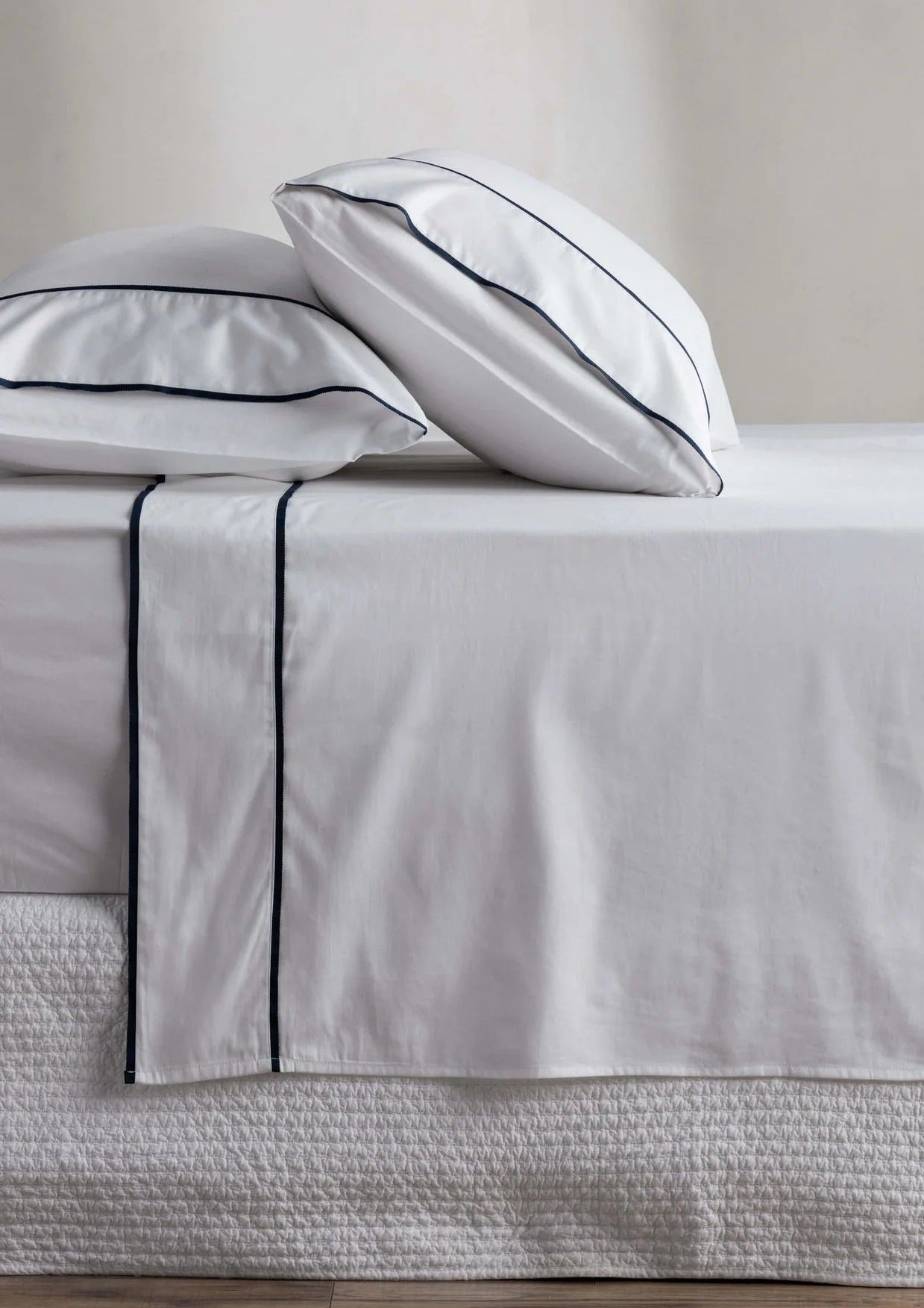 Egyptian Cotton Grosgrain Pillowcases | Navy