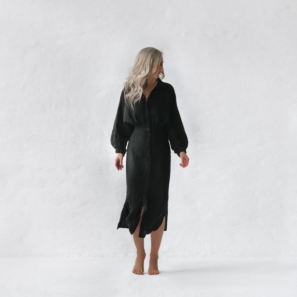 Nea Linen Dress | Black