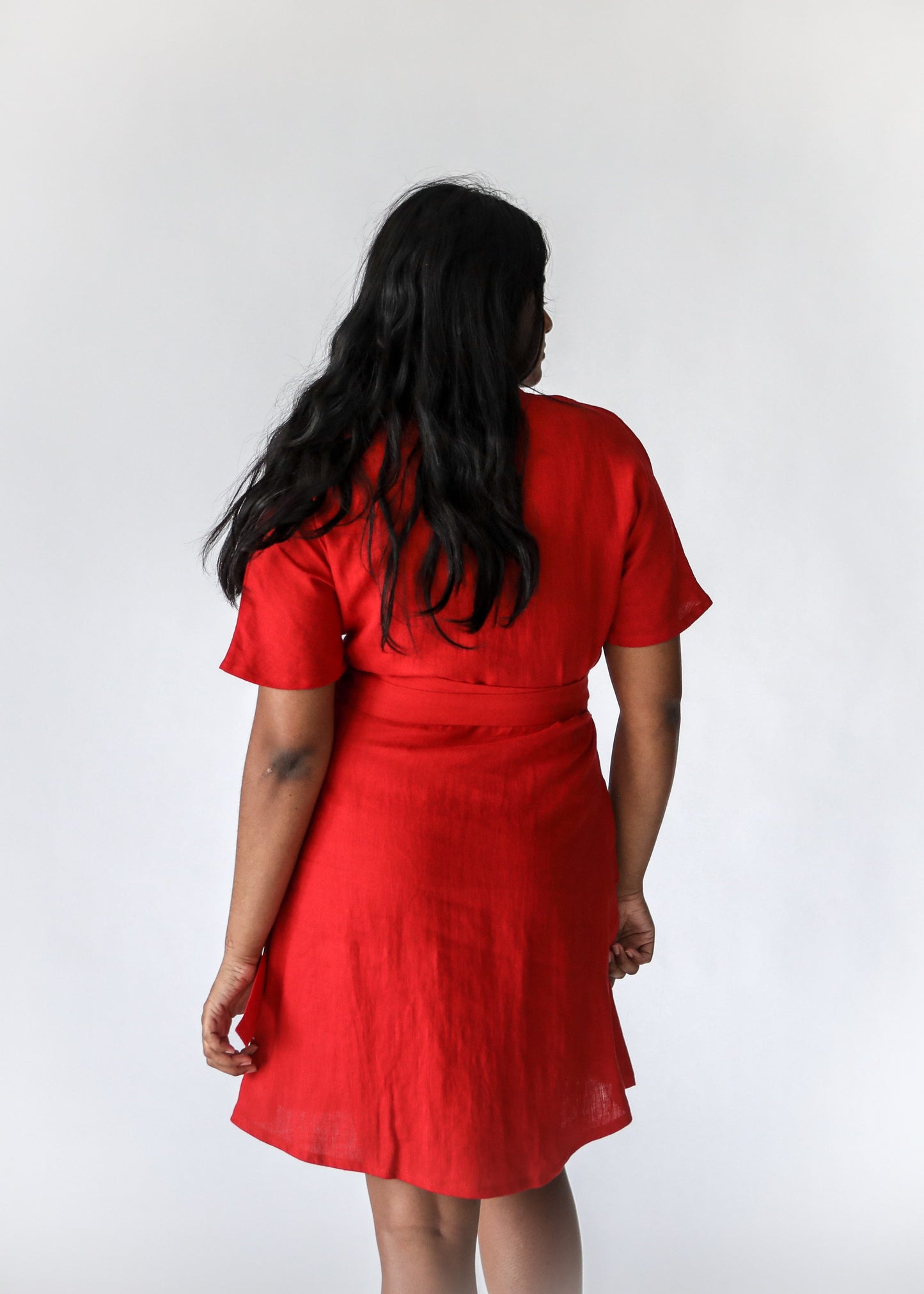 Wrap Linen Dress | Red