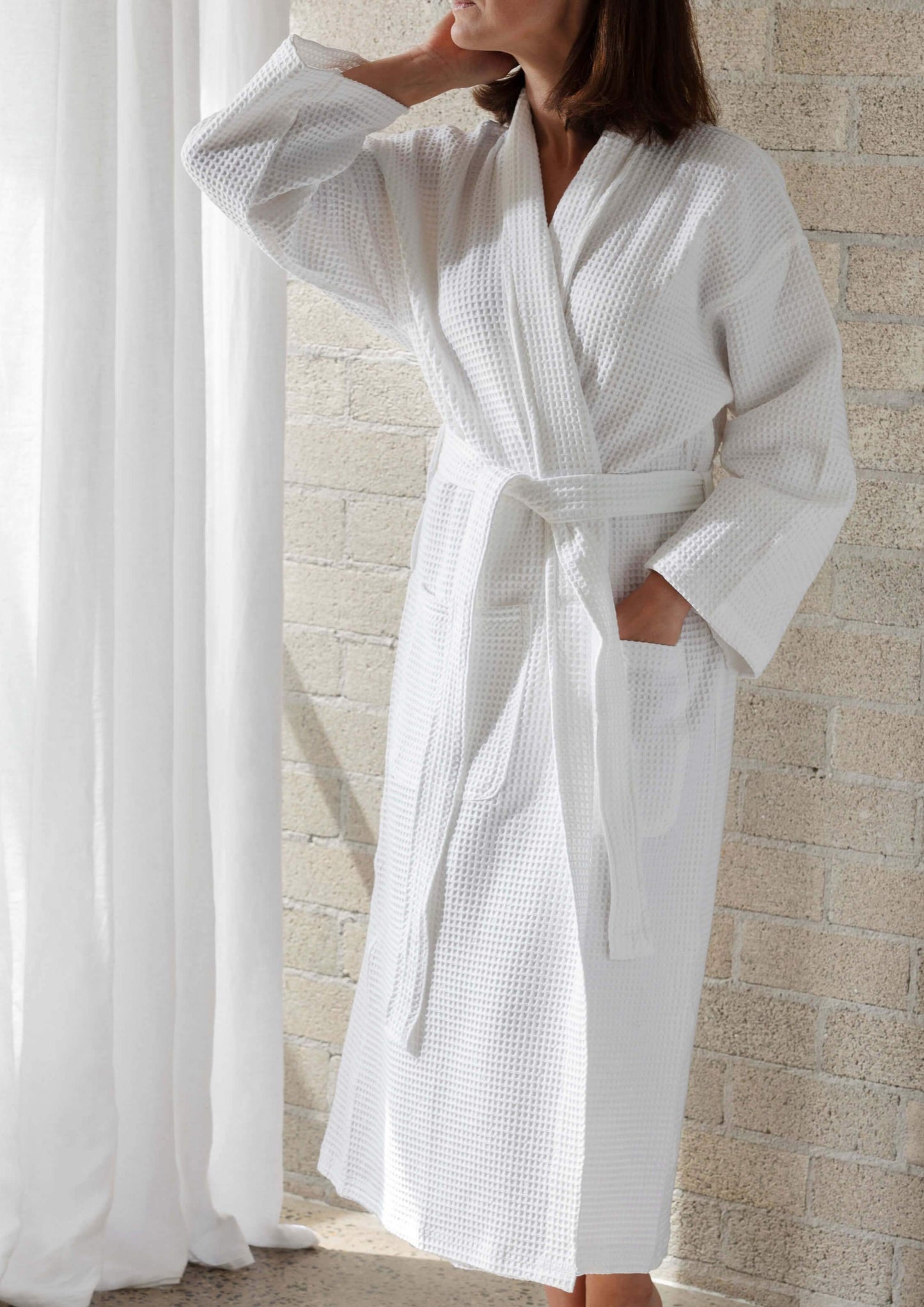 Spa Waffle Bathrobe | White