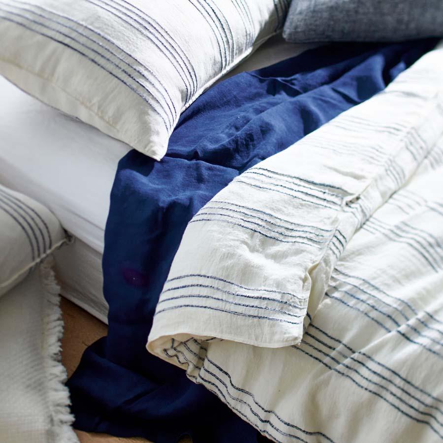 Rockpool Linen Duvet Cover | Navy Stripe