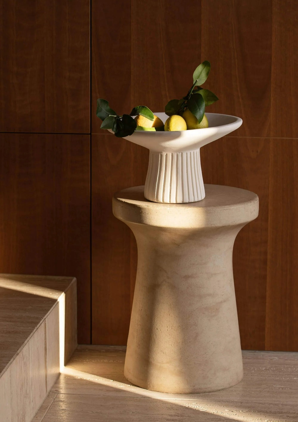 Stoneware Pedestal | Chalk