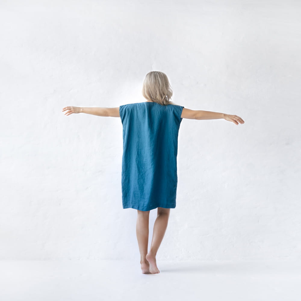 Short Linen Dress | Teal