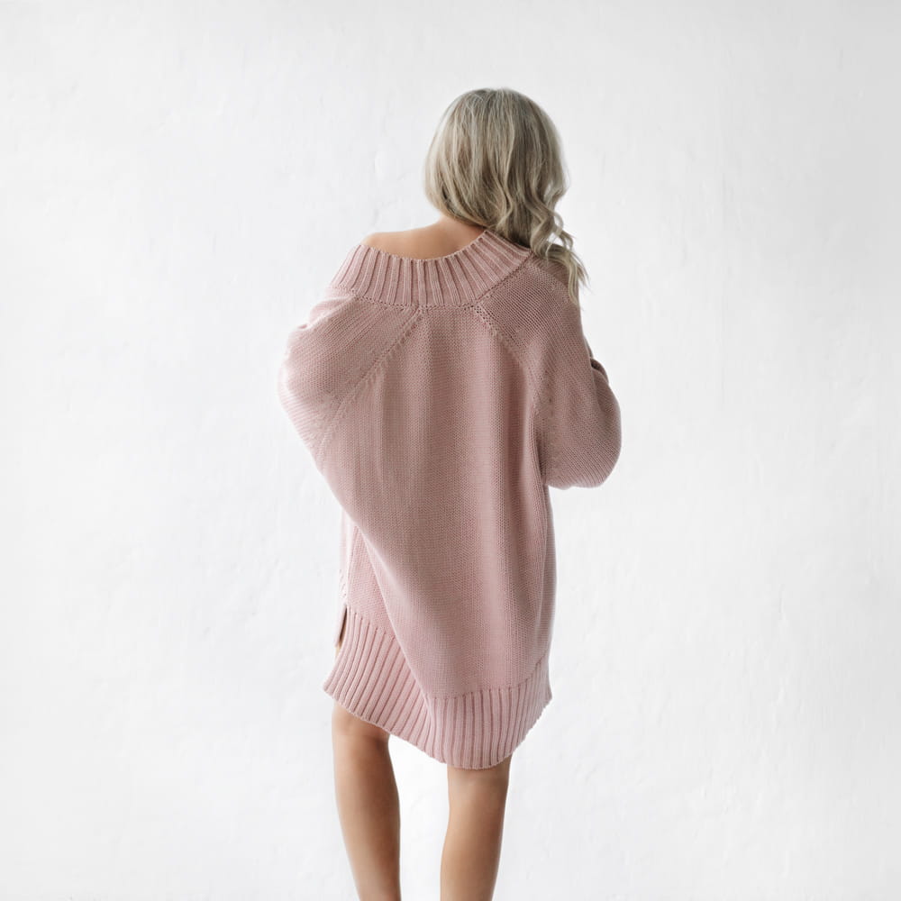 V Neck Sweater | Dusky Pink