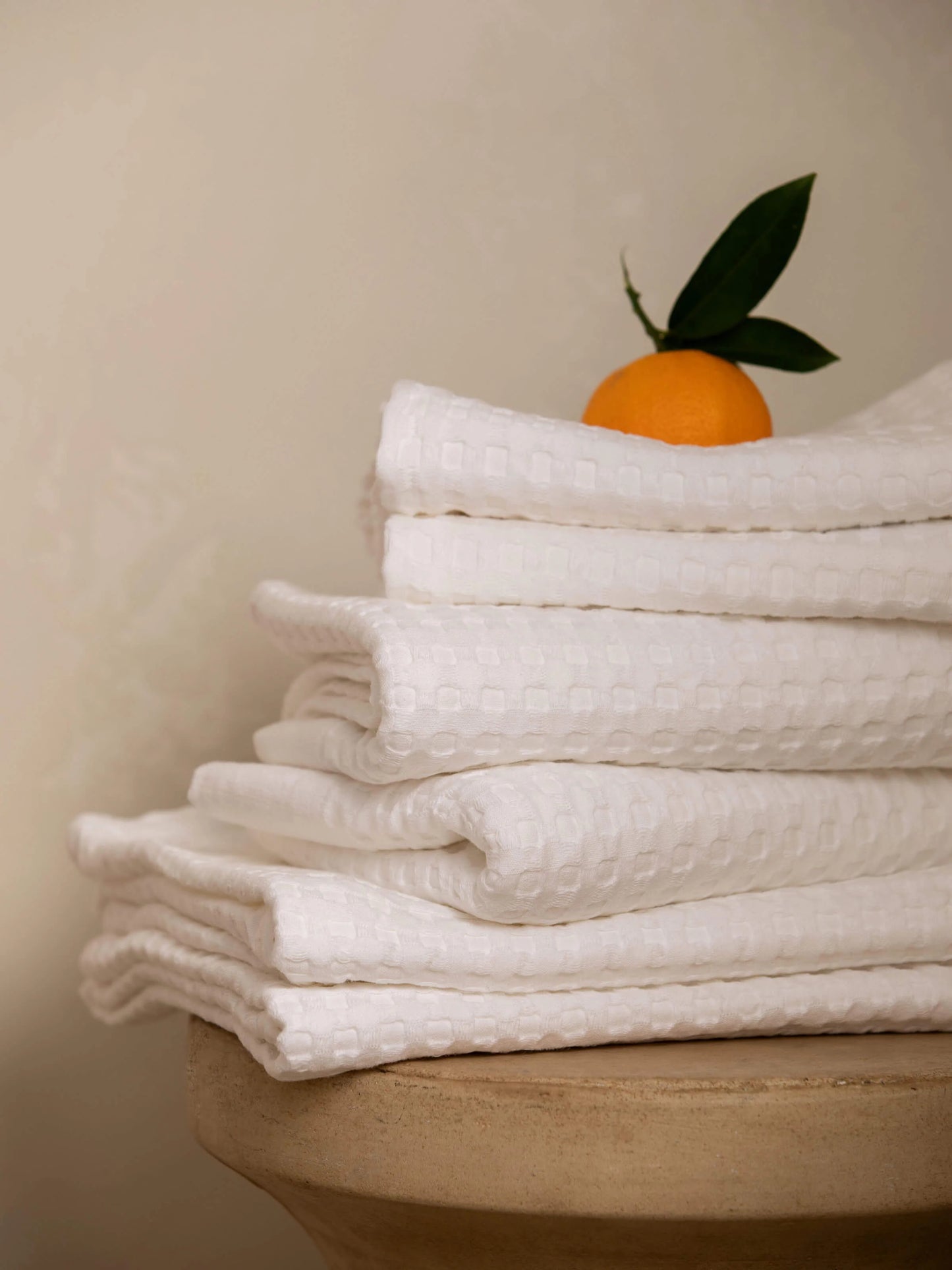 Linen Waffle Towel Set | White