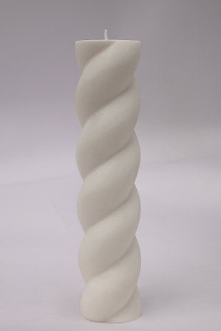 Large twisted pillar candle | White