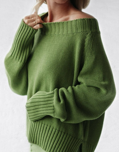 Boatneck Sweater | Pea