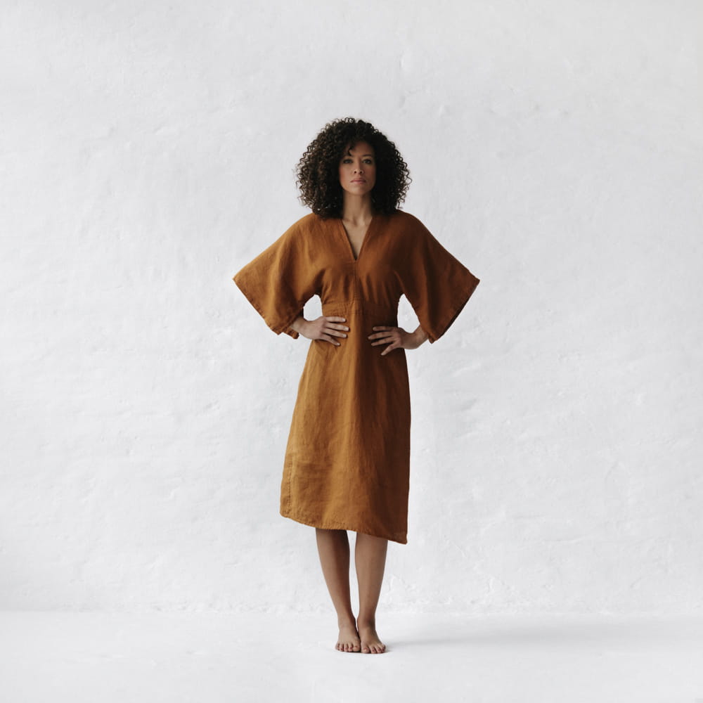 Yuko Linen Dress | Mustard