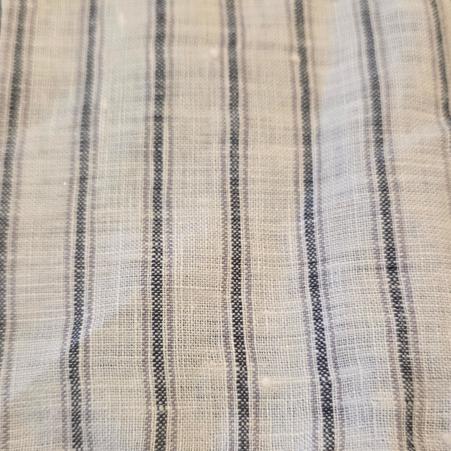 100% Pure Linen Fabric - Vernazza Ink Stripe- 280cm