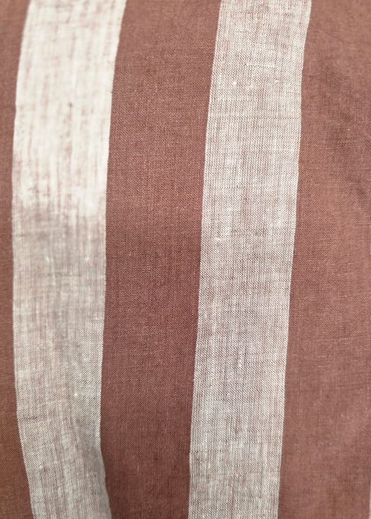 100% Pure Linen Fabric - Burnt Mocha Stripe - 280cm