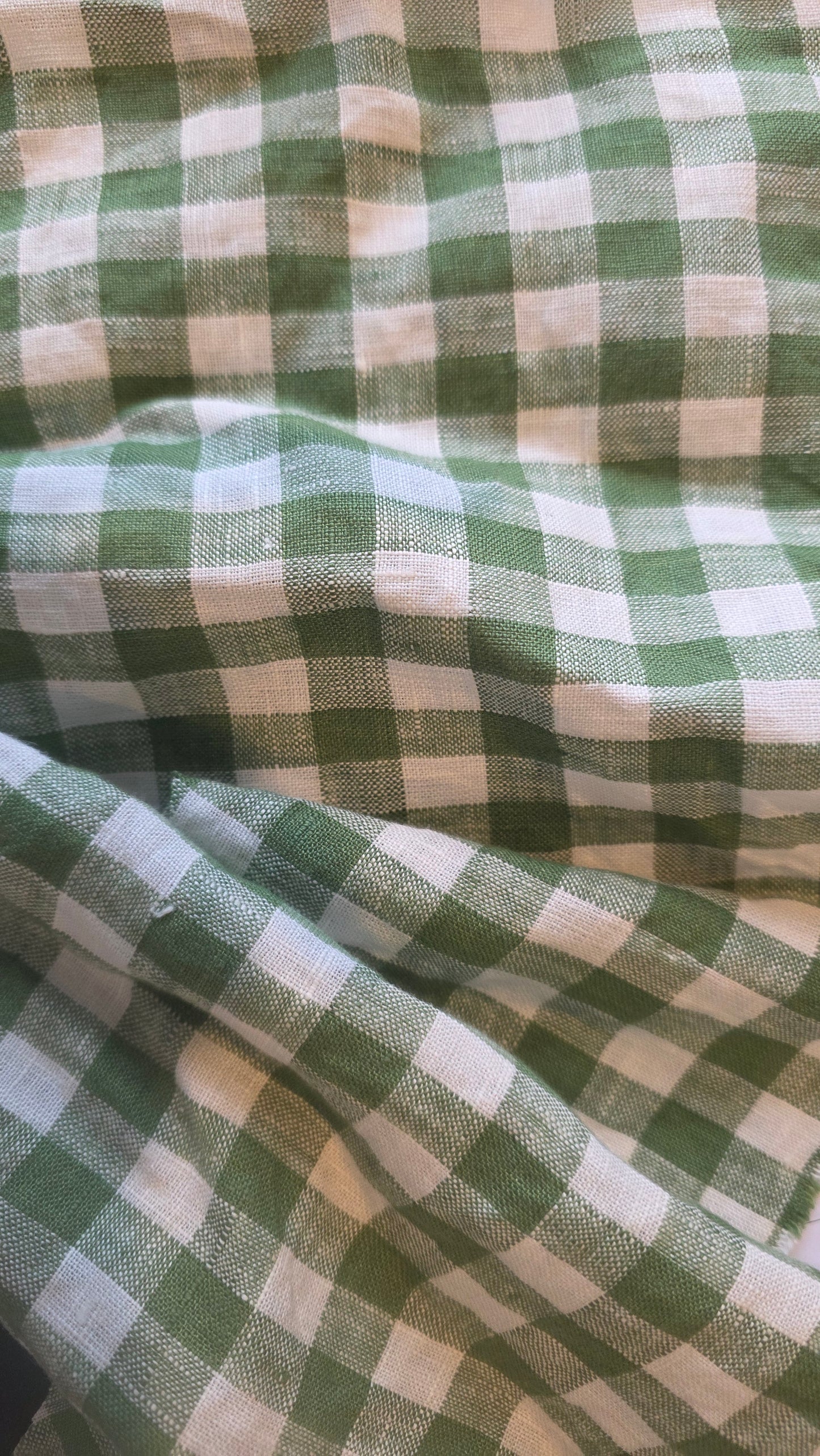 Linen Duvet Cover - Green Gingham