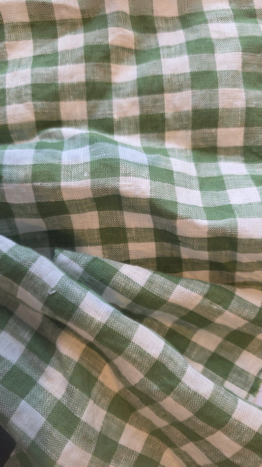 Linen Duvet Cover - Green Gingham