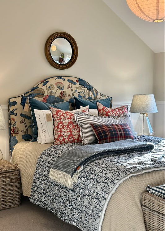 Floral Batik-Style Cotton Duvet Set - Blue