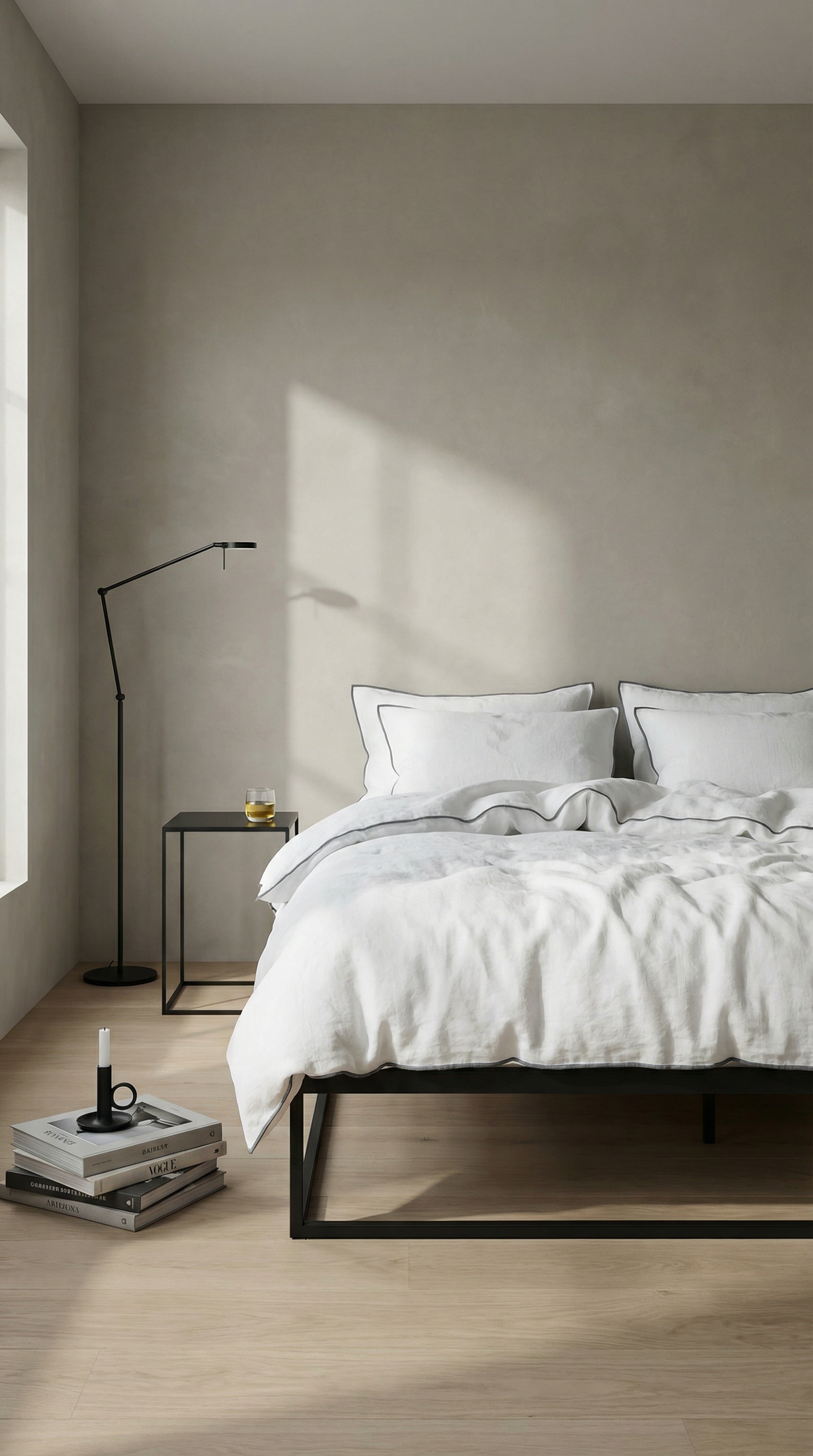 Sable Edge Linen Duvet Cover - White with black border