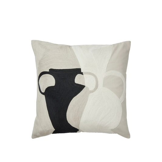 Eva Cushion Cover - Black & Castle Beige