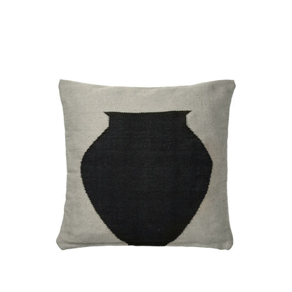 Delphine Cushion Cover - Black & Castle Beige