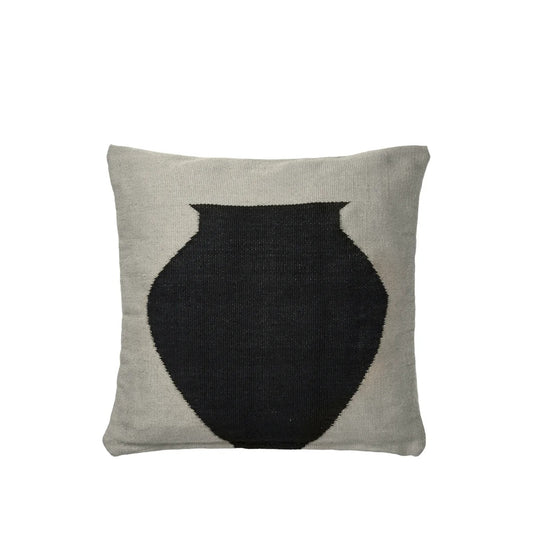 Delphine Cushion Cover - Black & Castle Beige