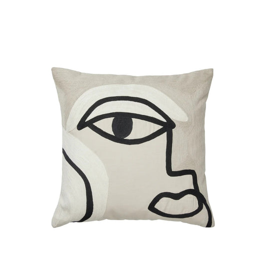 Manon Cushion Cover - Black & Castle Beige