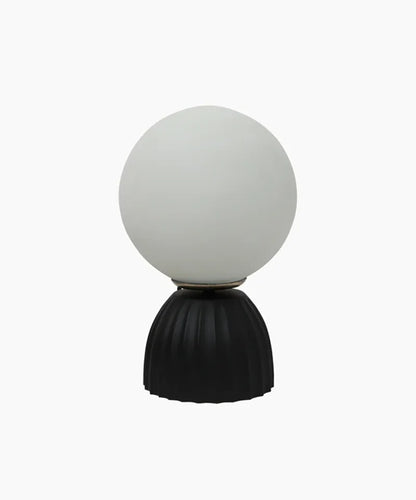Ribbed Orb Black Lamp